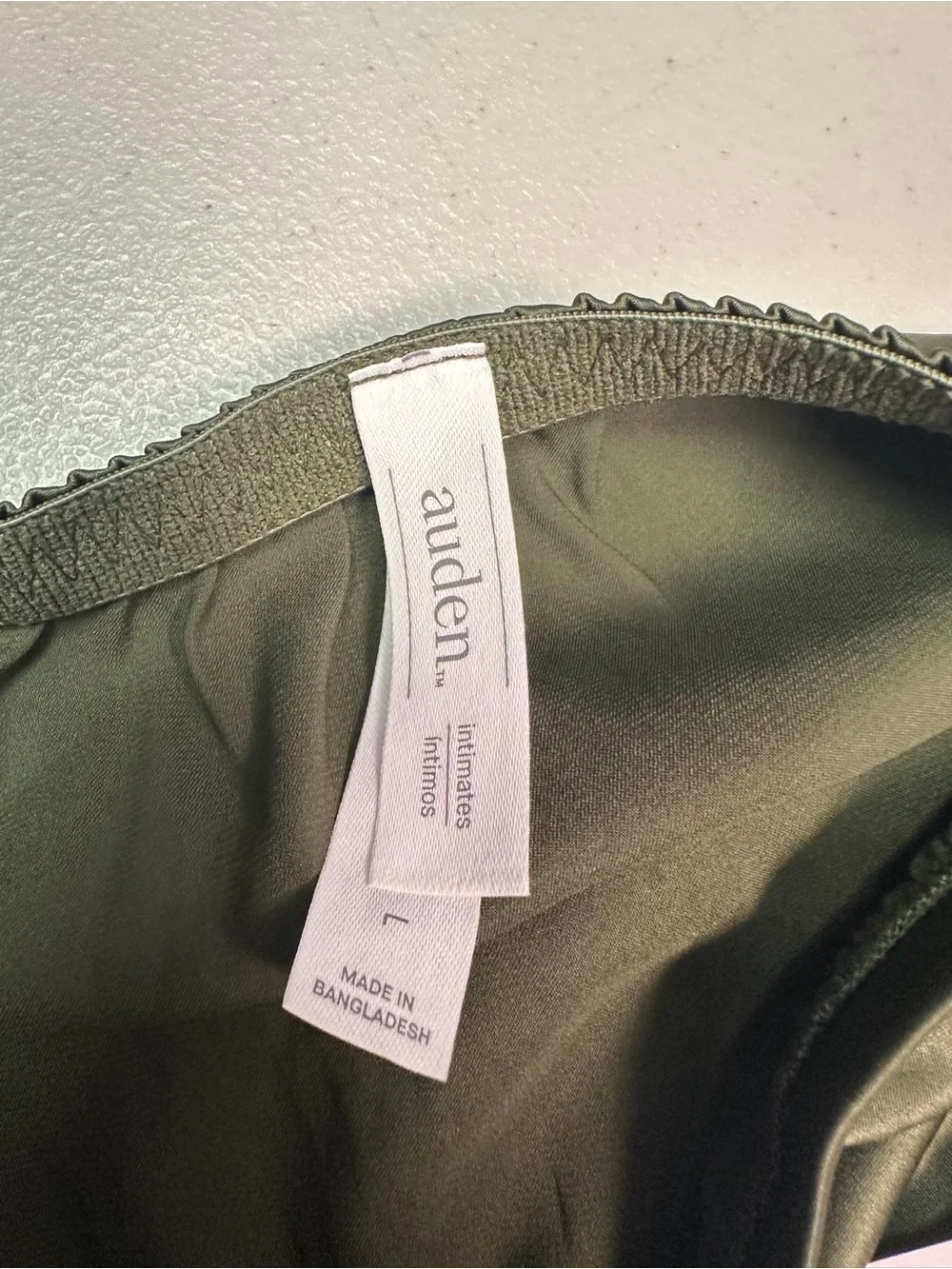 Auden Women's Satin & Lace Lingerie Skirt, L - Moss Green